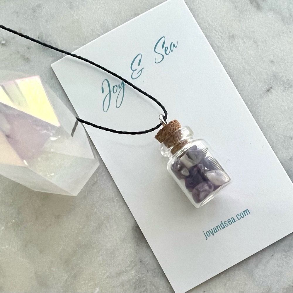 Amethyst Crystal Specimen Bottle Necklace - Picture 6 of 7